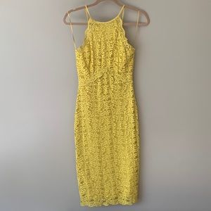 Zara yellow lace midi dress